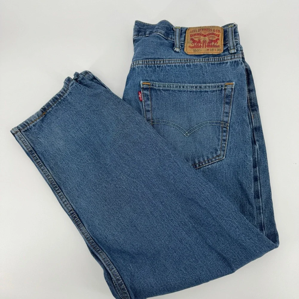 Levis 550 Relaxed Fit Jeans Mens W38 L30 Blue‎ Denim Pants 5 Pocket